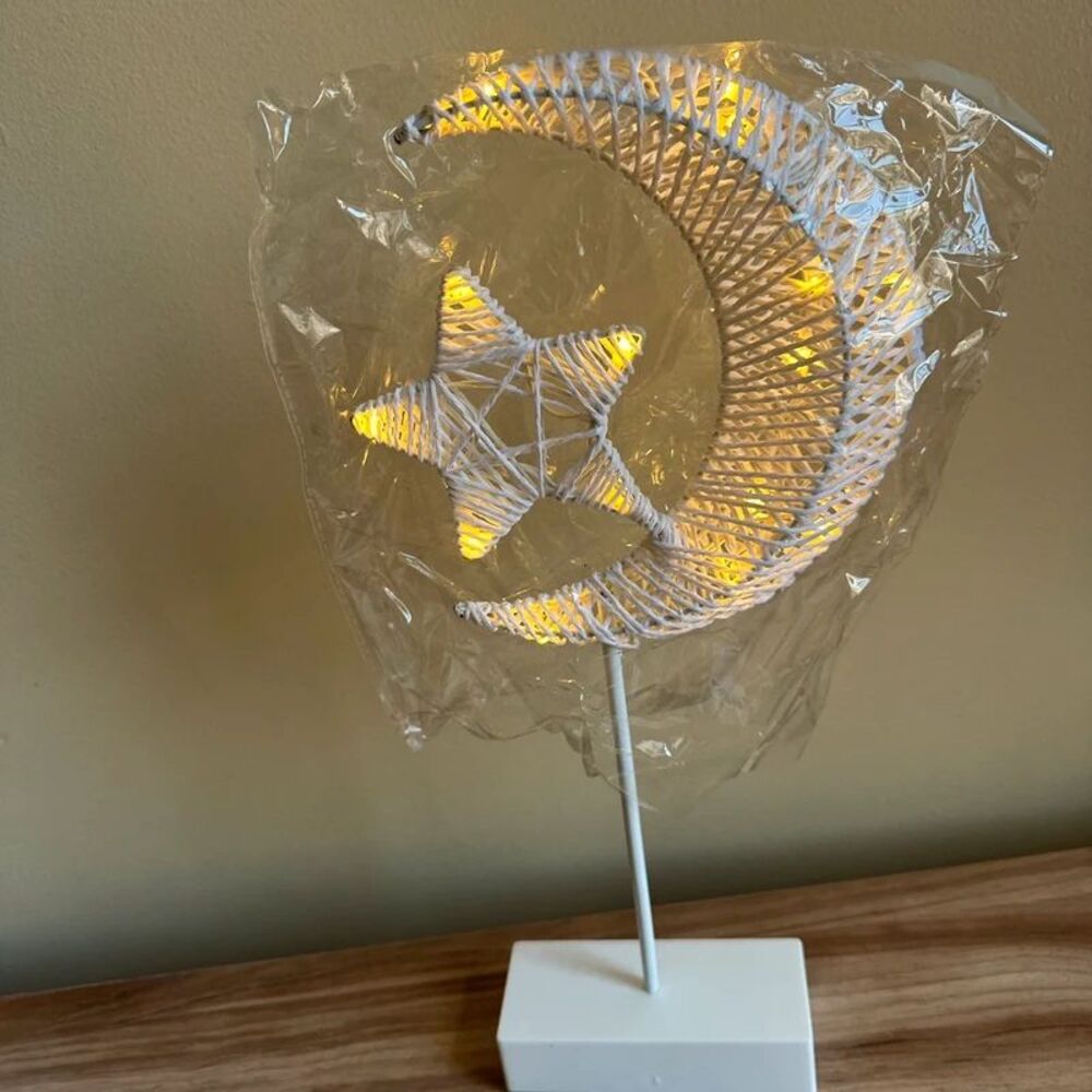 Lighted Crescent Moon Star LED Woven Ramadan Eid Nursery lamp decor kids